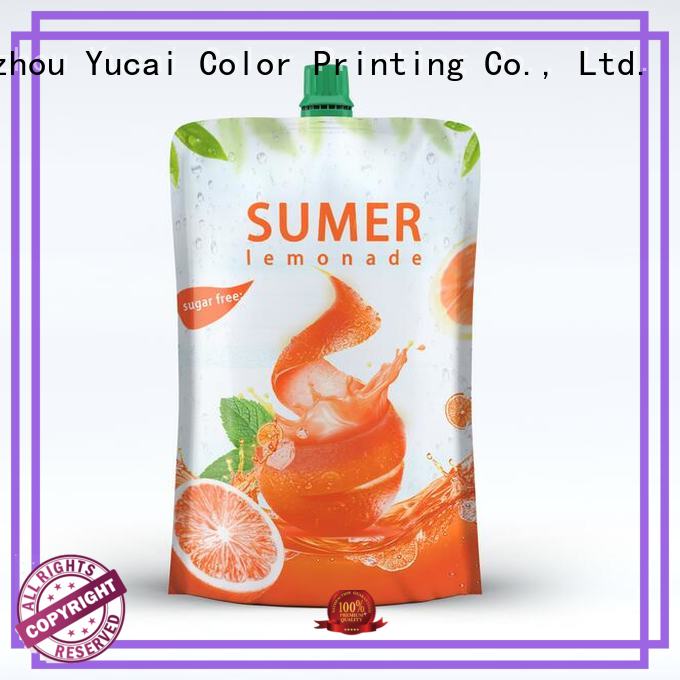 Yucai spouted drink pouches factory for industry