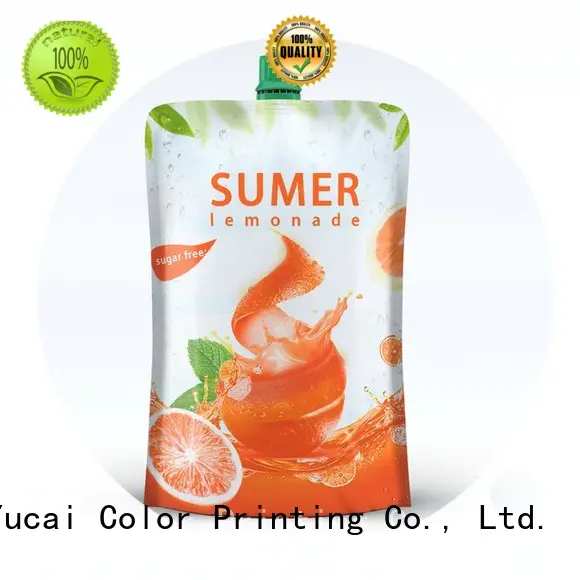 Yucai Brand food grade spouted spouted drink pouches manufacture