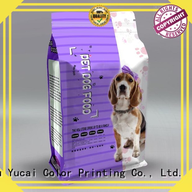 Yucai flat pet food packaging from China for industry